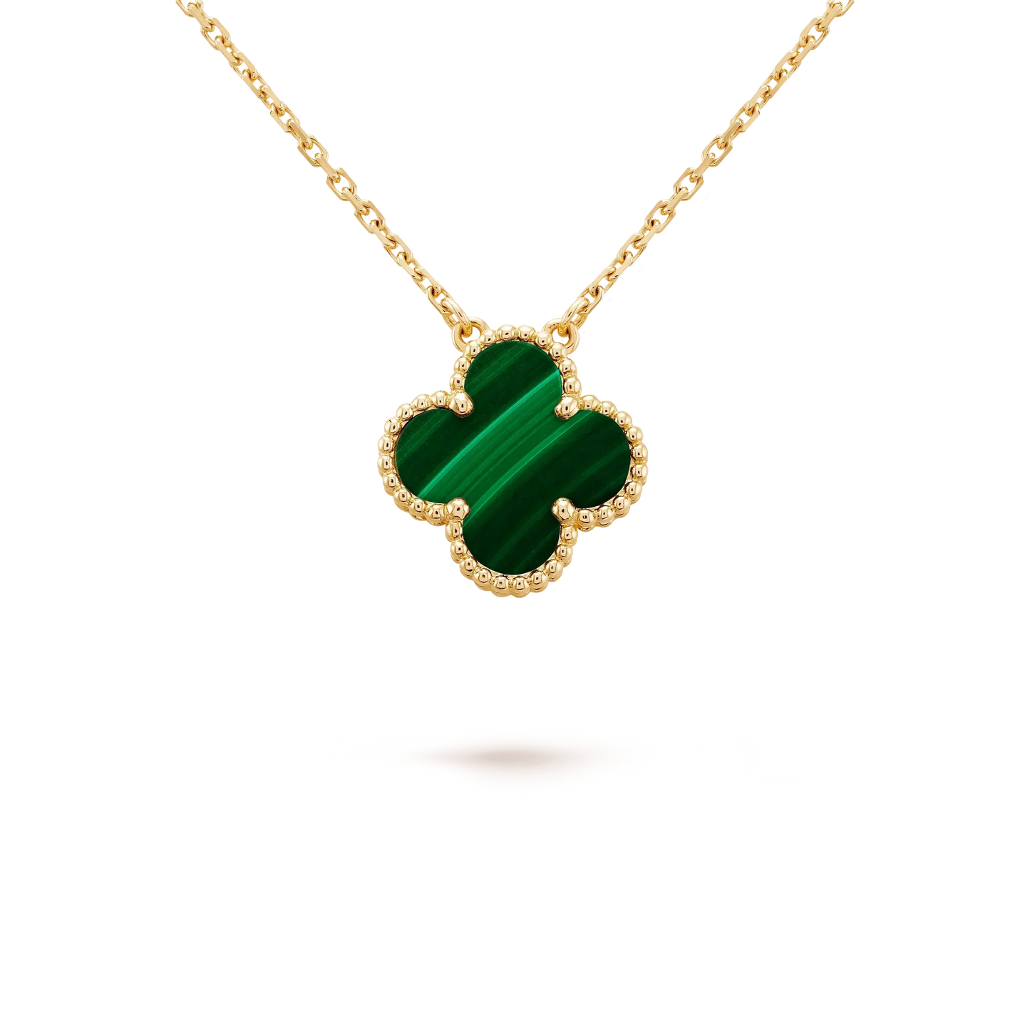 ¡®Glow Jewelry¡¯CLOVER 15MM MALACHITE SINGLE FLOWER  NECKLACE