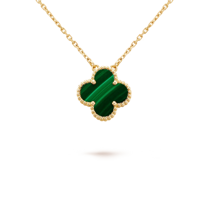 [Glow Jewelry]CLOVER 15MM MALACHITE SINGLE FLOWER  NECKLACE