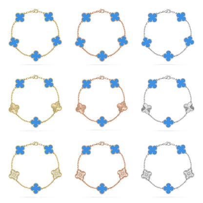 [Glow Jewelry]New CLOVER 5 MOTIF BLUE AGATE BRACELET COLLECTION