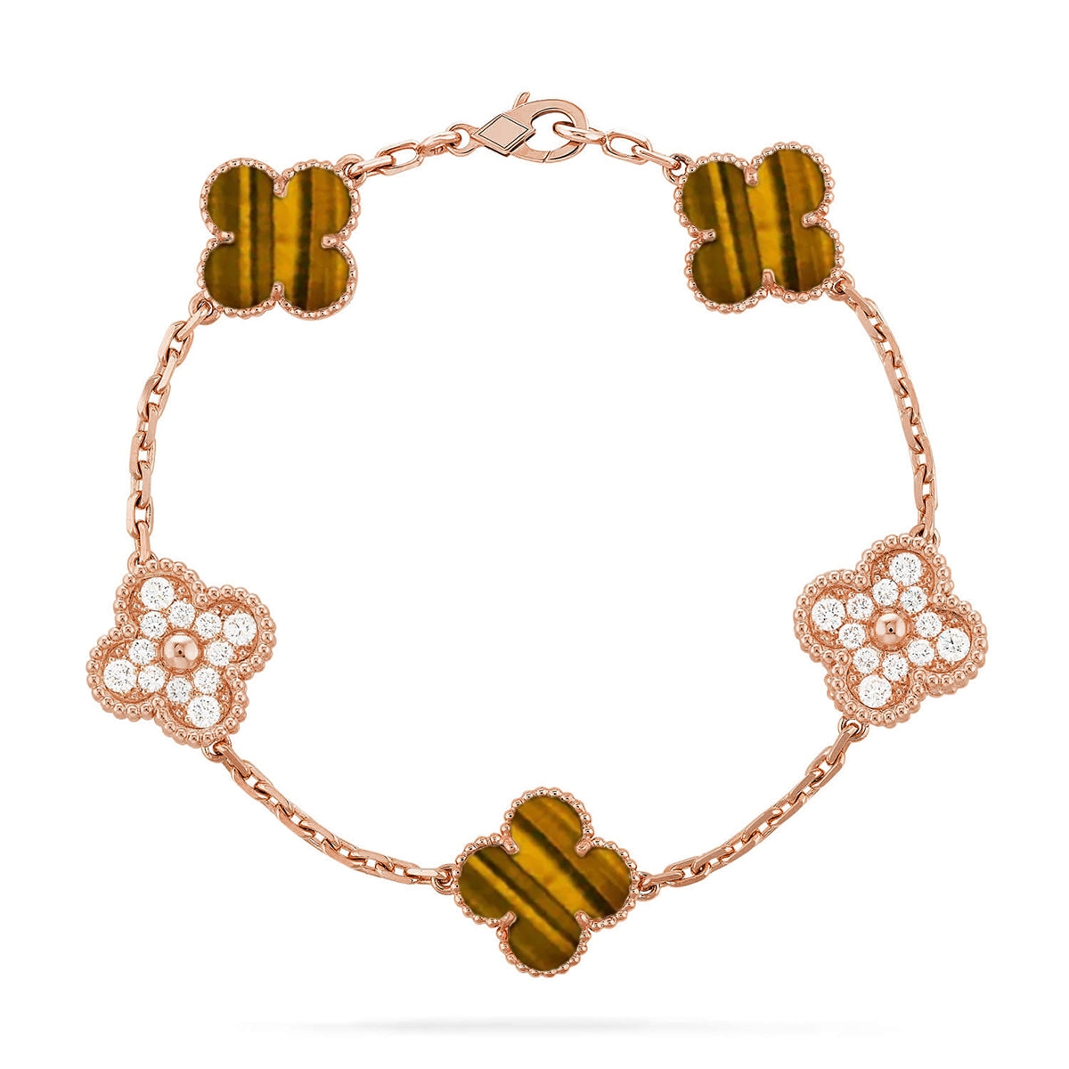 [Glow Jewelry]New  CLOVER 5 MOTIFS TIGER EYE BRACELET COLLECTION