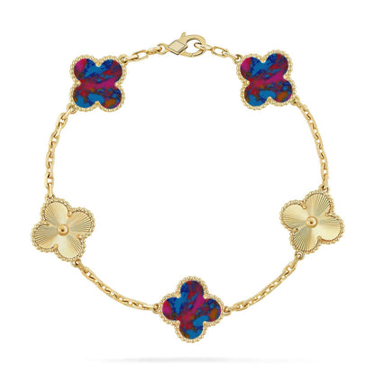 [Glow Jewelry]New CLOVER 5 MOTIF COLOR GEMSTONES BRACELET COLLECTION
