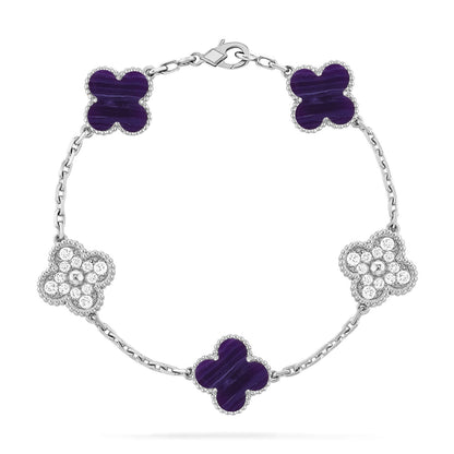 [Glow Jewelry]CLOVER 5 MOTIF PURPLE STRIPES BRACELET COLLECTION