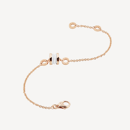[Glow Jewelry]ZERO 1 SOFT PINK GOLD AND WHITE CERAMIC BRACELET