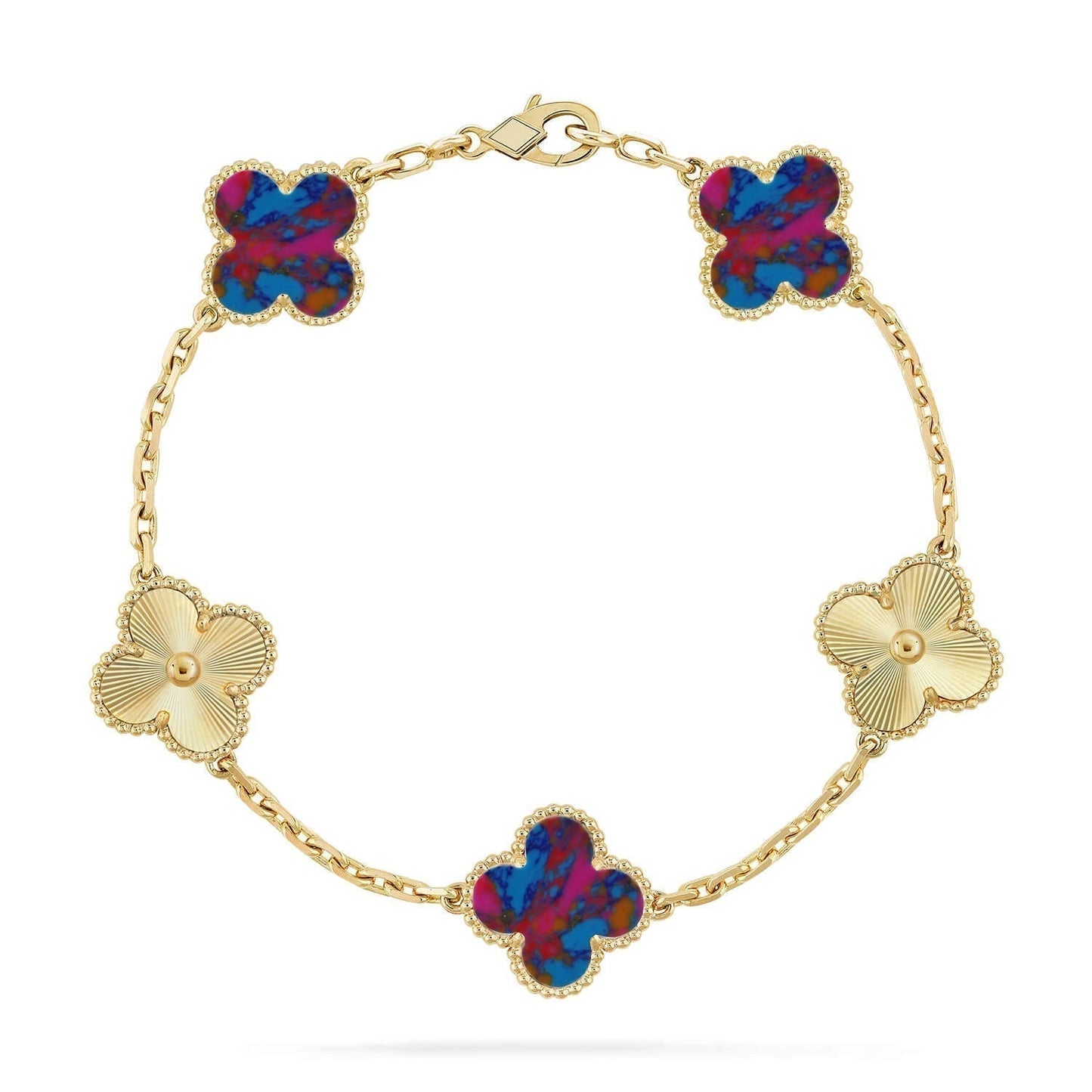 [Glow Jewelry]CLOVER 5 MOTIF COLOR GEMSTONES BRACELET COLLECTION