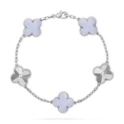 [Glow Jewelry] CLOVER 5 MOTIF PURPLE CHALCEDONY BRACELET COLLECTION