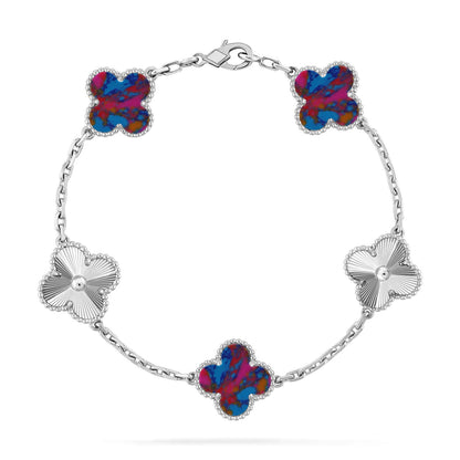 [Glow Jewelry]New CLOVER 5 MOTIF COLOR GEMSTONES BRACELET COLLECTION
