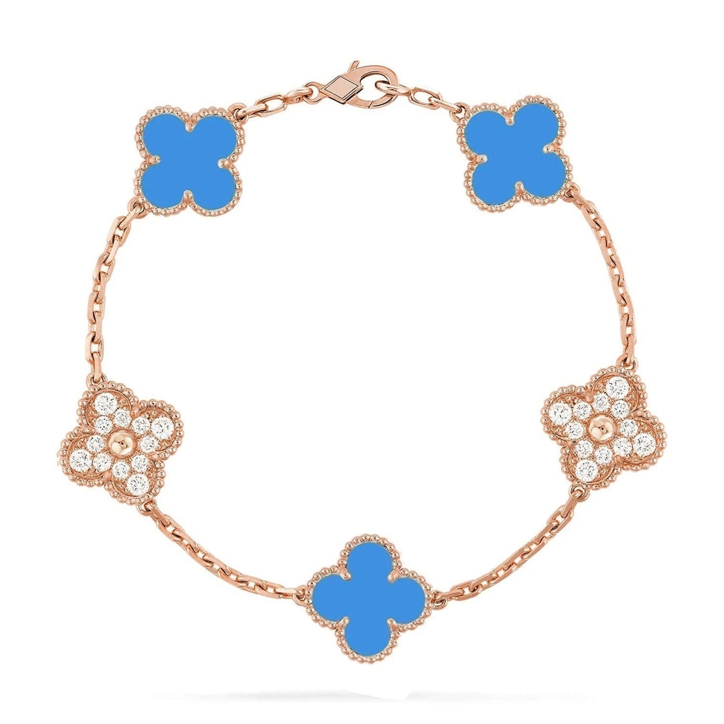 [Glow Jewelry]New CLOVER 5 MOTIF BLUE AGATE BRACELET COLLECTION