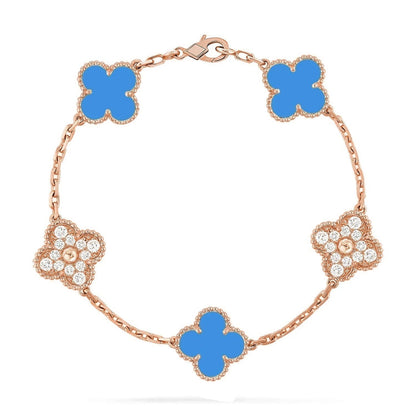 [Glow Jewelry]New CLOVER 5 MOTIF BLUE AGATE BRACELET COLLECTION