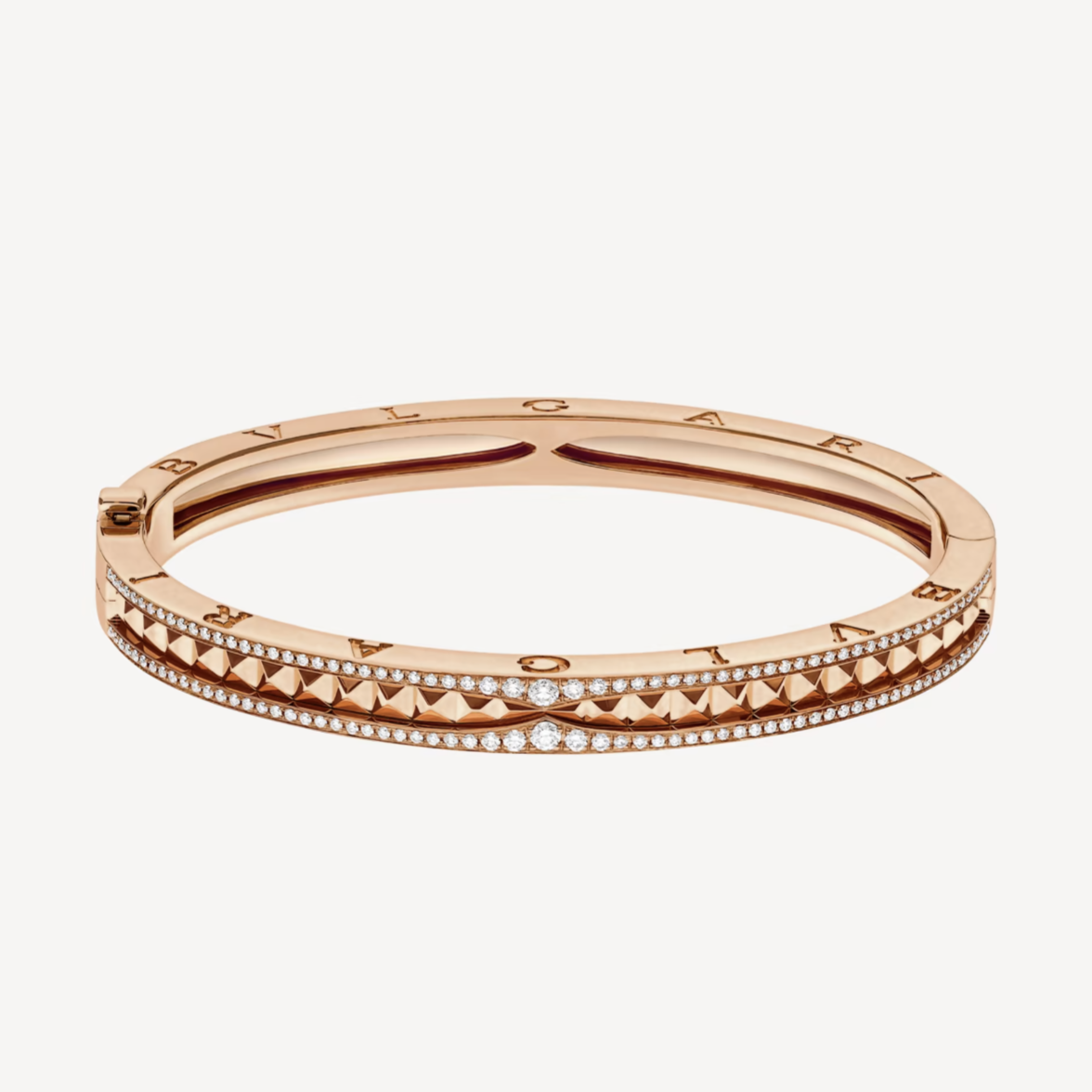 [Glow Jewelry]ZERO 1 SPIRAL AND PAVED DIAMOND PINK GOLD BRACELET