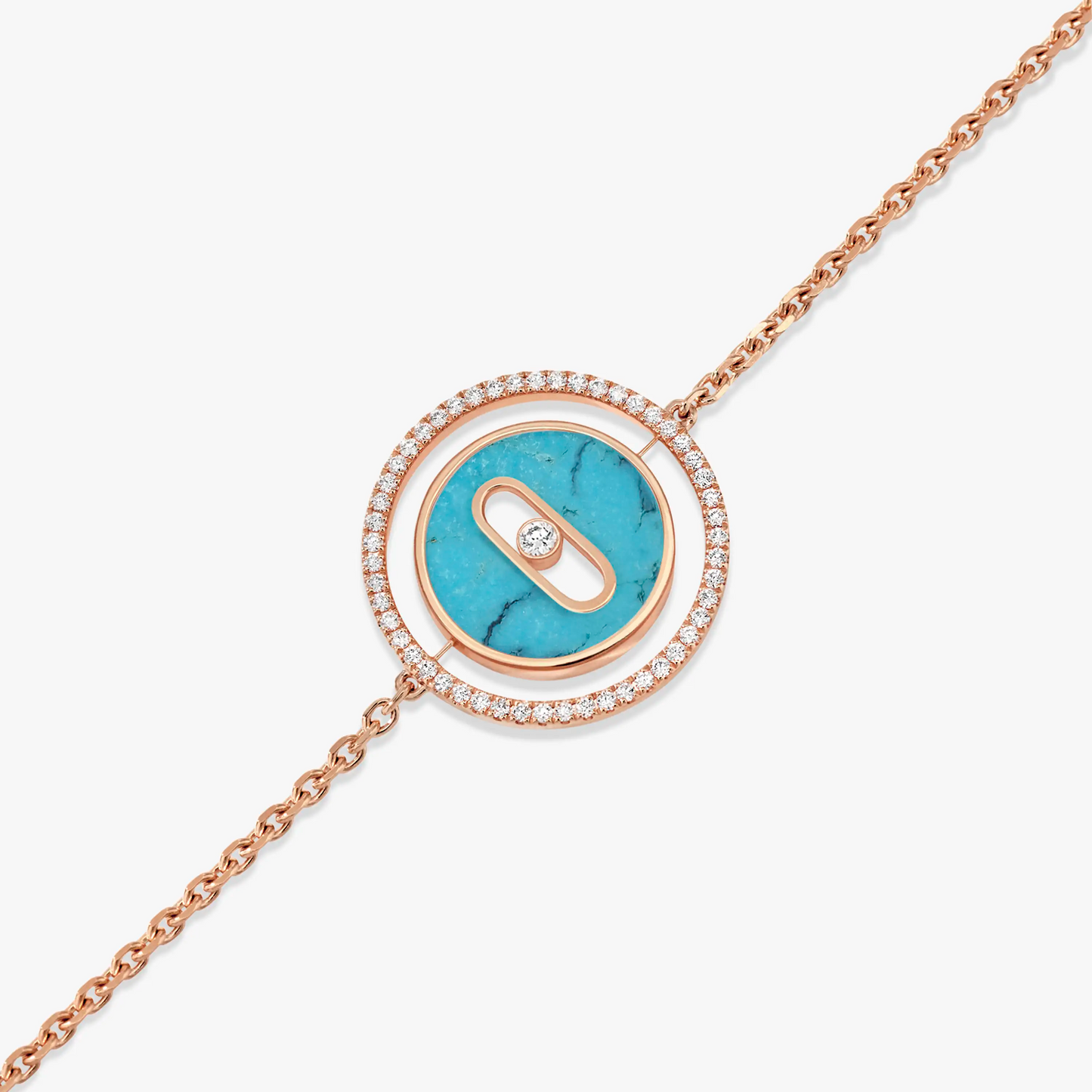 [Glow Jewelry]LUCKY MOVE TURQUOISE PINK GOLD DIAMOND BRACELET