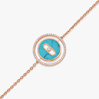 [Glow Jewelry]LUCKY MOVE TURQUOISE PINK GOLD DIAMOND BRACELET