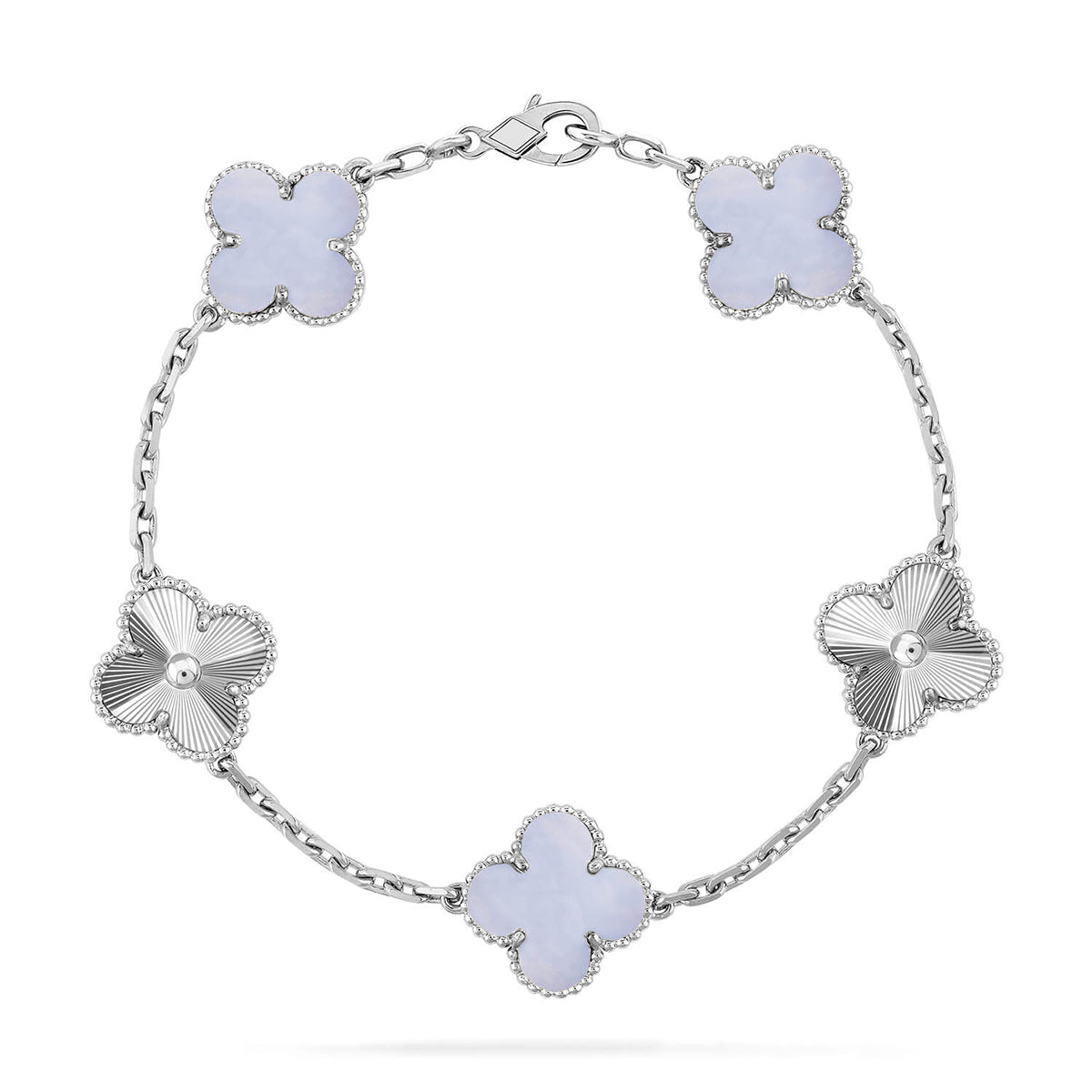 [Glow Jewelry]New  CLOVER 5 MOTIF PURPLE CHALCEDONY BRACELET COLLECTION