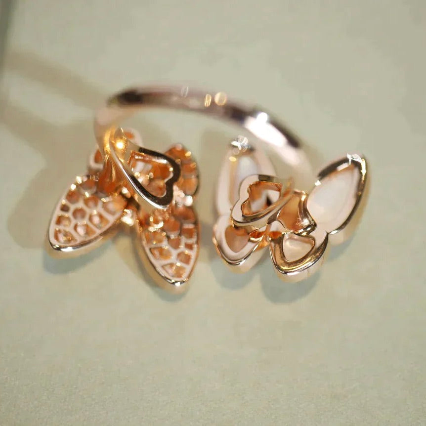 ¡®Glow Jewelry¡¯TWIN BUTTERFLY DIAMOND MOP RING