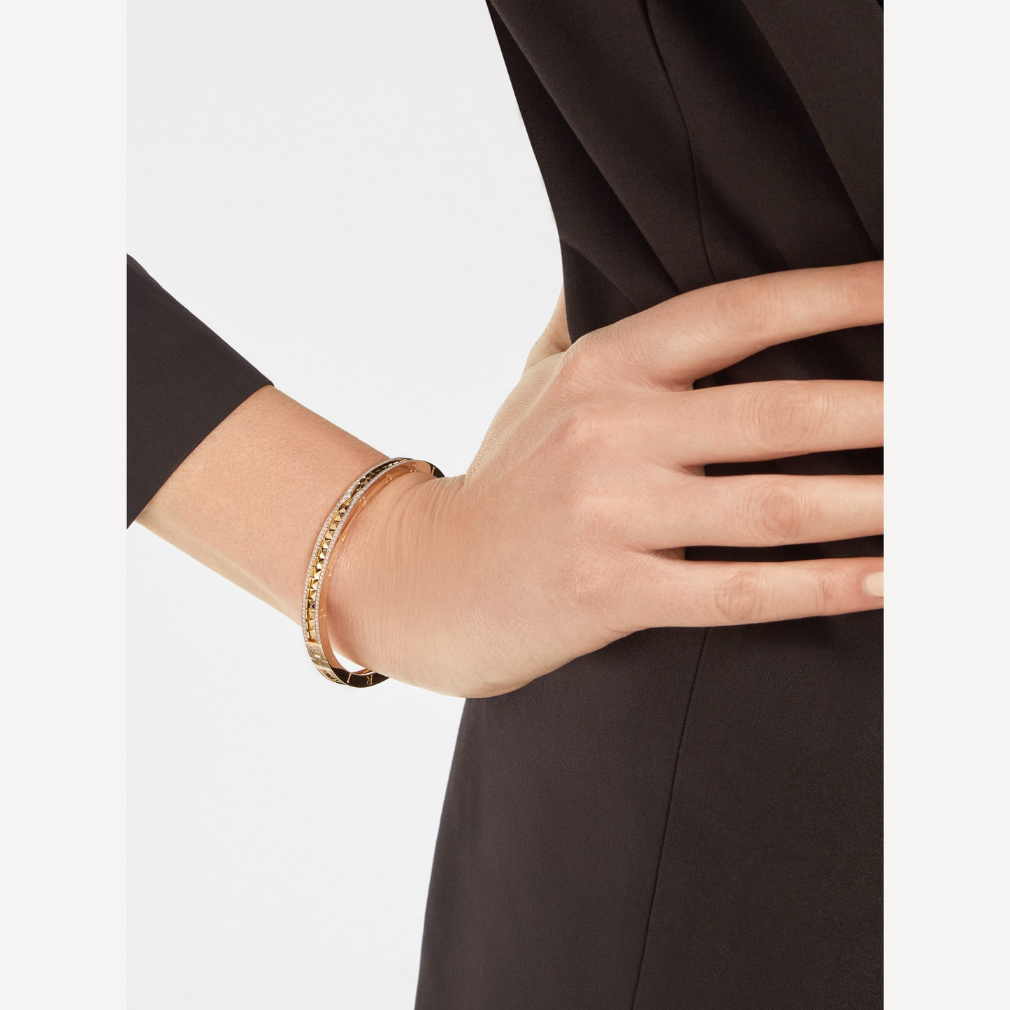 [Glow Jewelry]ZERO 1 SPIRAL AND PAVED DIAMOND GOLD BRACELET