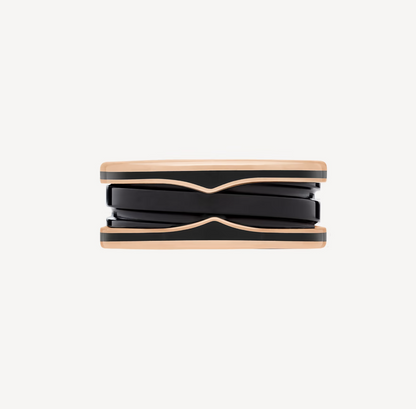 [Glow Jewelry]ZERO 1 TWO-BAND WITH MATTE BLACK CERAMIC PINK GOLD RING
