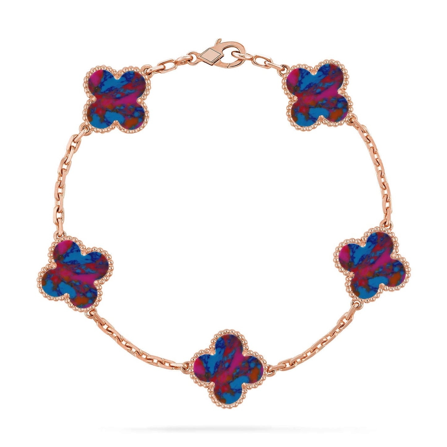[Glow Jewelry]New CLOVER 5 MOTIF COLOR GEMSTONES BRACELET COLLECTION