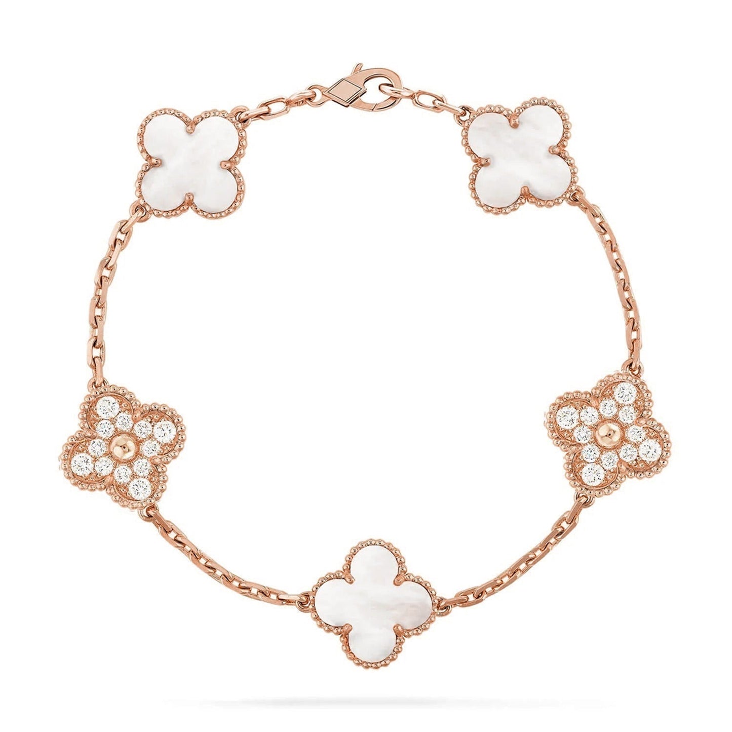 [Glow Jewelry]New CLOVER WHITE PEARL MOP 5 MOTIF BRACELET COLLECTION
