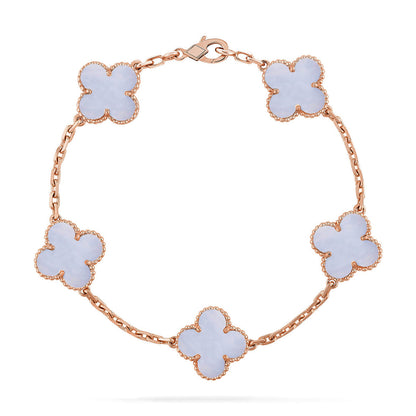 [Glow Jewelry]New  CLOVER 5 MOTIF PURPLE CHALCEDONY BRACELET COLLECTION