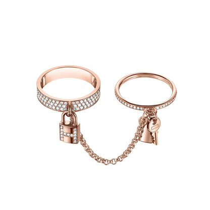 [Glow Jewelry]HM KELLY CLOCHETTE DOUBLE RING IN  WITH DIAMONDS