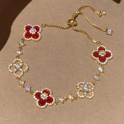 ¡®Glow Jewelry¡¯CLOVER 5 MOTIF PINK BLUE RED WHITE BRACELET
