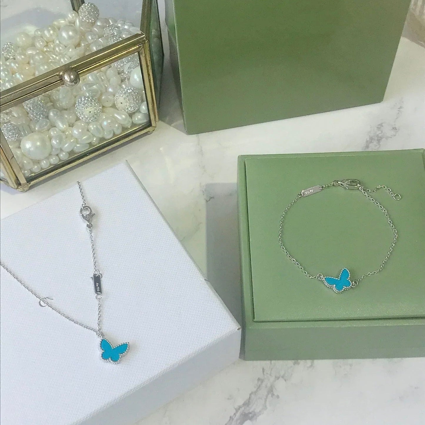 [Glow Jewelry]BUTTERFLY TURQUOISE BUTTERFLY BRACELET SILVER