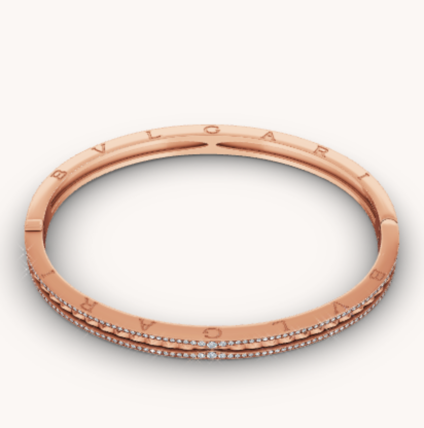 [Glow Jewelry]ZERO 1 SPIRAL AND PAVED DIAMOND PINK GOLD BRACELET
