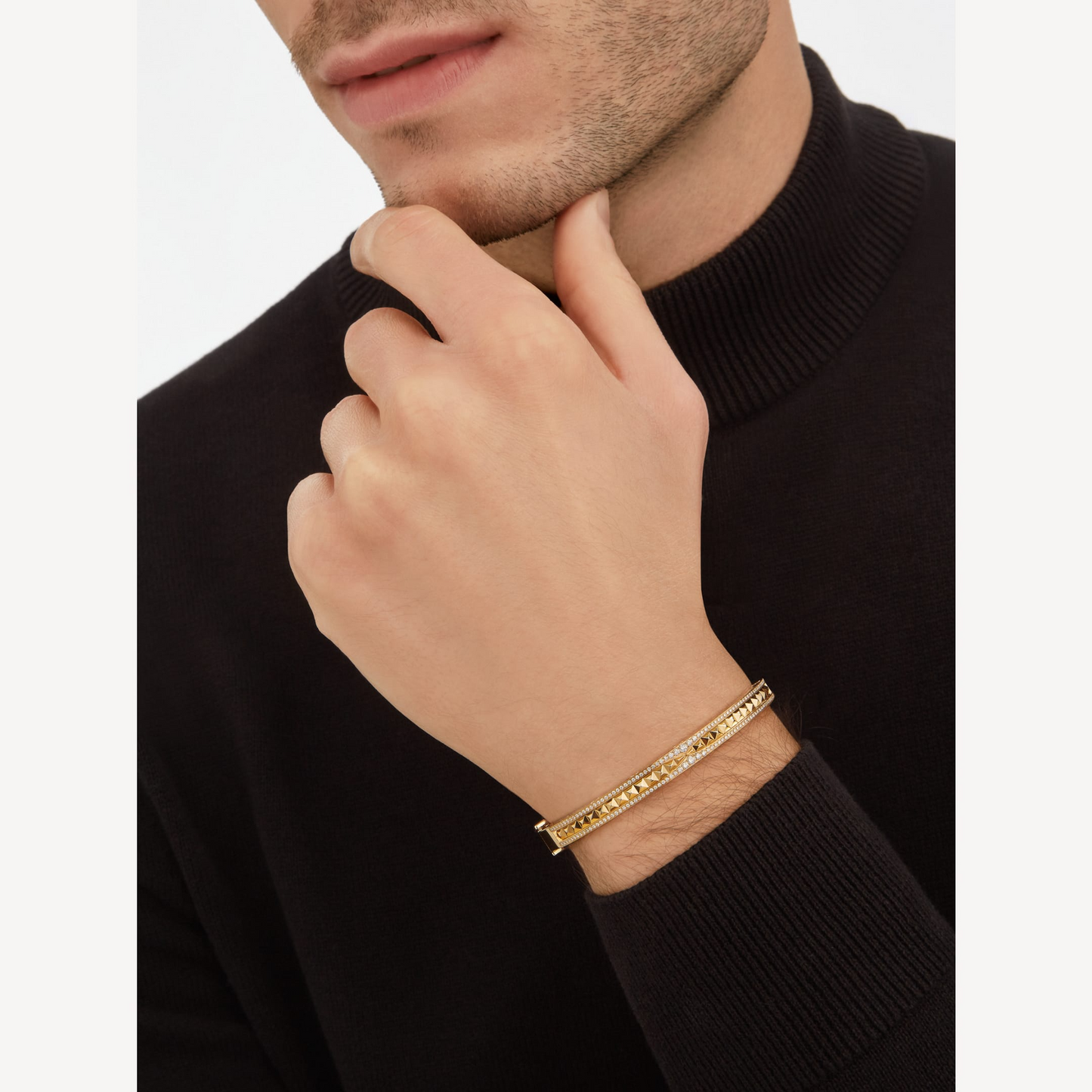 [Glow Jewelry]ZERO 1 SPIRAL AND PAVED DIAMOND GOLD BRACELET