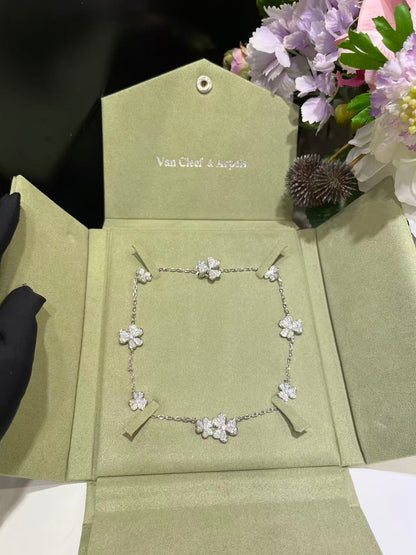 [Glow Jewelry]CLOVER 10 MOTIFS  FULL DIAMOND NECKLACE