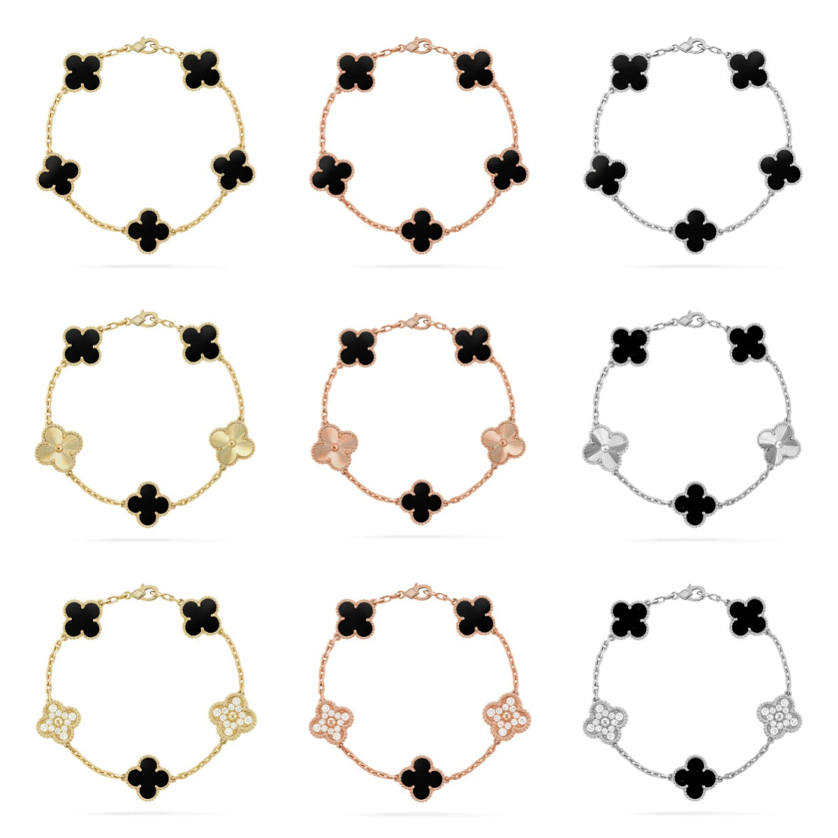 [Glow Jewelry]New CLOVER 5 MOTIF ONYXS BRACELET COLLECTION
