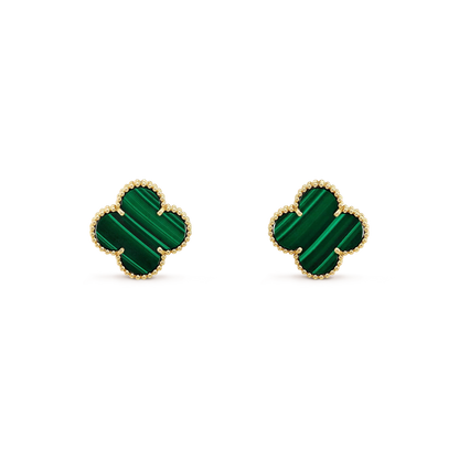 [Glow Jewelry]CLOVER MINI 9.5MM MALACHITE  EARRINGS