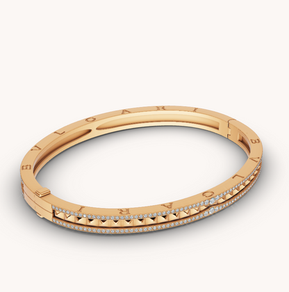 [Glow Jewelry]ZERO 1 SPIRAL AND PAVED DIAMOND GOLD BRACELET