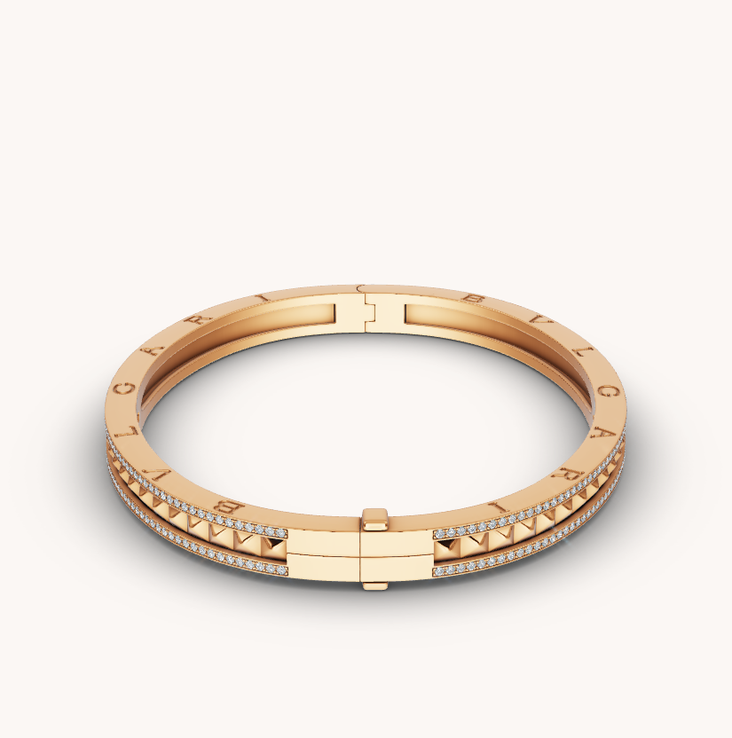 [Glow Jewelry]ZERO 1 SPIRAL AND PAVED DIAMOND GOLD BRACELET