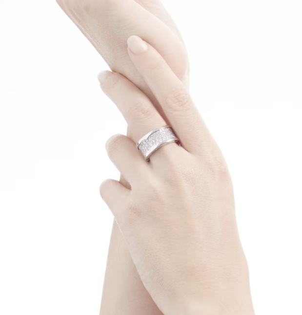 [Glow Jewelry]ZERO 1 WITH PAVED DIAMONDS ON THE SPIRAL RING