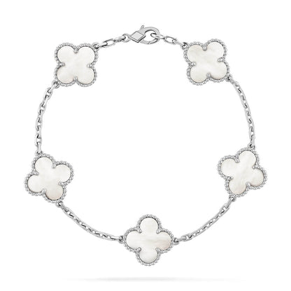 [Glow Jewelry]New CLOVER WHITE PEARL MOP 5 MOTIF BRACELET COLLECTION