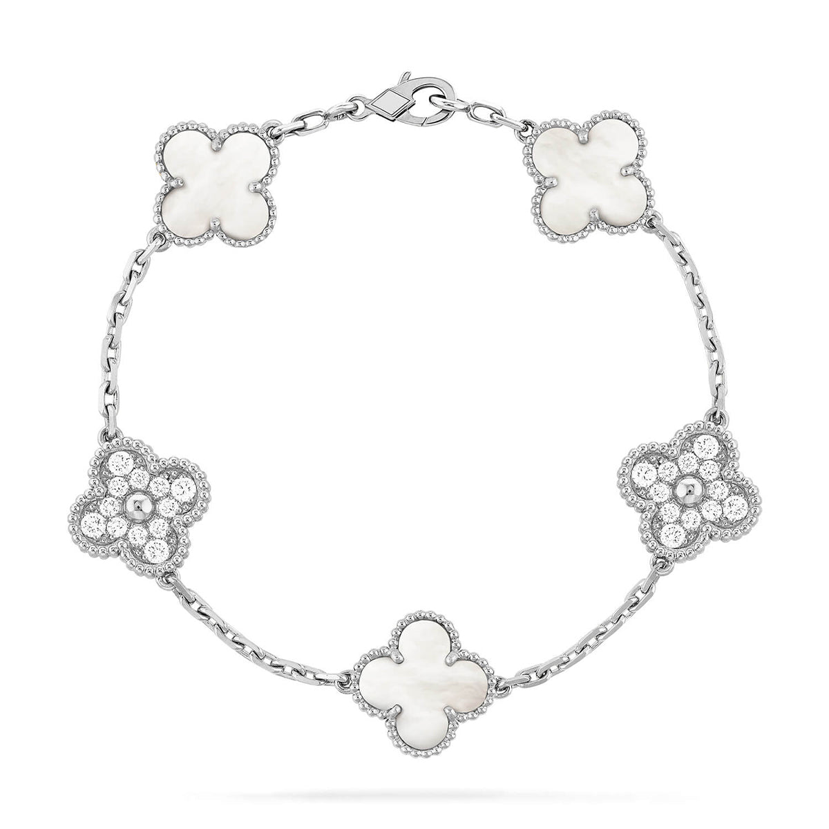 [Glow Jewelry]New CLOVER WHITE PEARL MOP 5 MOTIF BRACELET COLLECTION