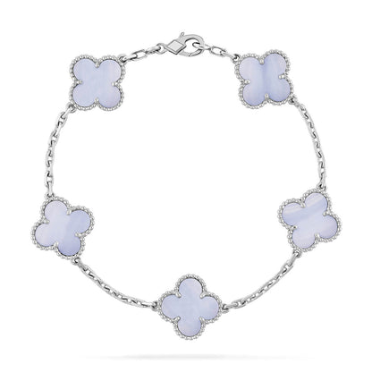[Glow Jewelry]New  CLOVER 5 MOTIF PURPLE CHALCEDONY BRACELET COLLECTION