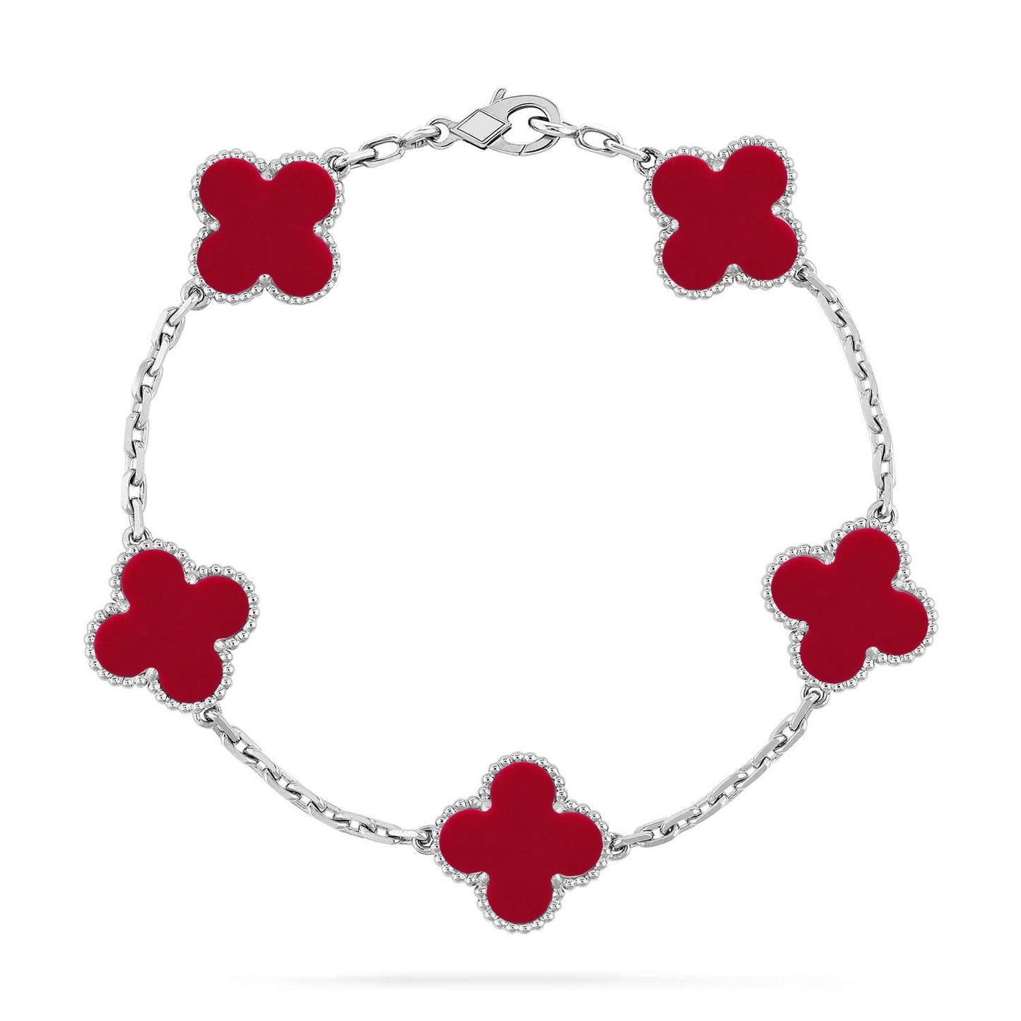 [Glow Jewelry] CLOVER 5 MOTIF RED CORNELIAN BRACELET COLLECTION