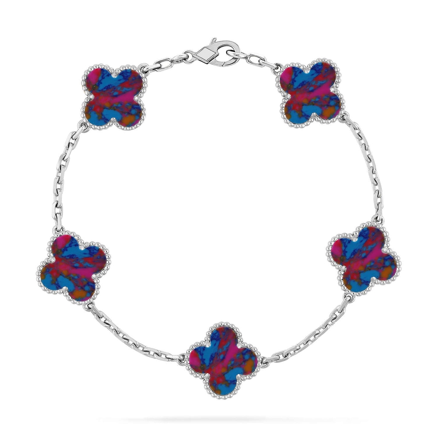 [Glow Jewelry]New CLOVER 5 MOTIF COLOR GEMSTONES BRACELET COLLECTION