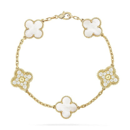 [Glow Jewelry]New CLOVER WHITE PEARL MOP 5 MOTIF BRACELET COLLECTION