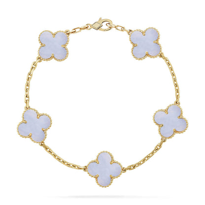 [Glow Jewelry] CLOVER 5 MOTIF PURPLE CHALCEDONY BRACELET COLLECTION