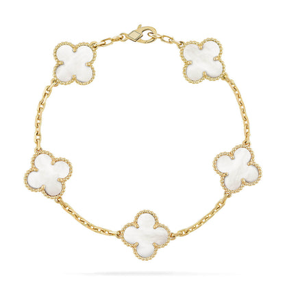 [Glow Jewelry]New CLOVER WHITE PEARL MOP 5 MOTIF BRACELET COLLECTION