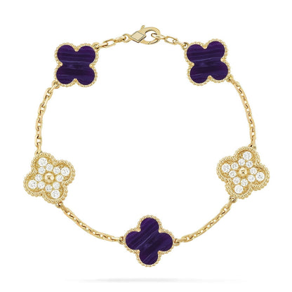[Glow Jewelry]CLOVER 5 MOTIF PURPLE STRIPES BRACELET COLLECTION