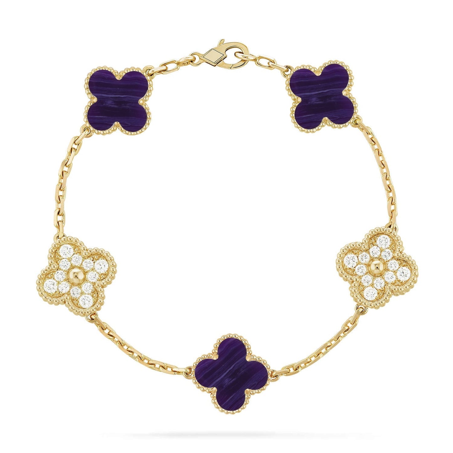 [Glow Jewelry]New CLOVER 5 MOTIF PURPLE STRIPES BRACELET COLLECTION