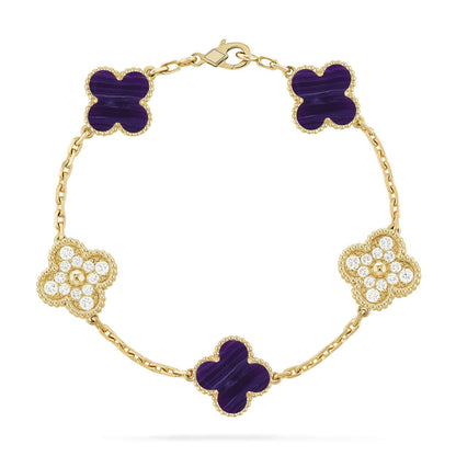 [Glow Jewelry]New CLOVER 5 MOTIF PURPLE STRIPES BRACELET COLLECTION