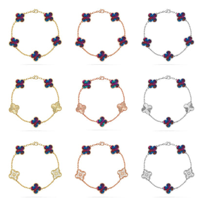 [Glow Jewelry]New CLOVER 5 MOTIF COLOR GEMSTONES BRACELET COLLECTION