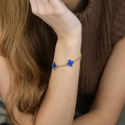 [Glow Jewelry]New CLOVER 5 MOTIF BLUE AGATE BRACELET COLLECTION