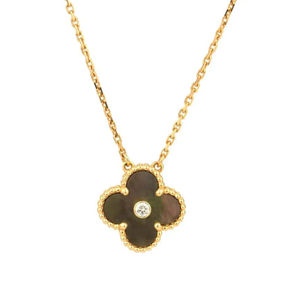 ¡®Glow Jewelry¡¯CLOVER 15MM DIAMOND AND MOTHER-OF-GREY NECKLACE
