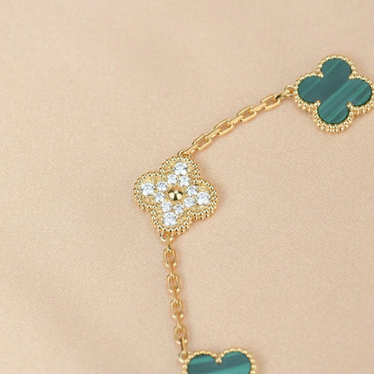 [Glow Jewelry]New  CLOVER 5 MOTIF MALACHITE BRACELET COLLECTION
