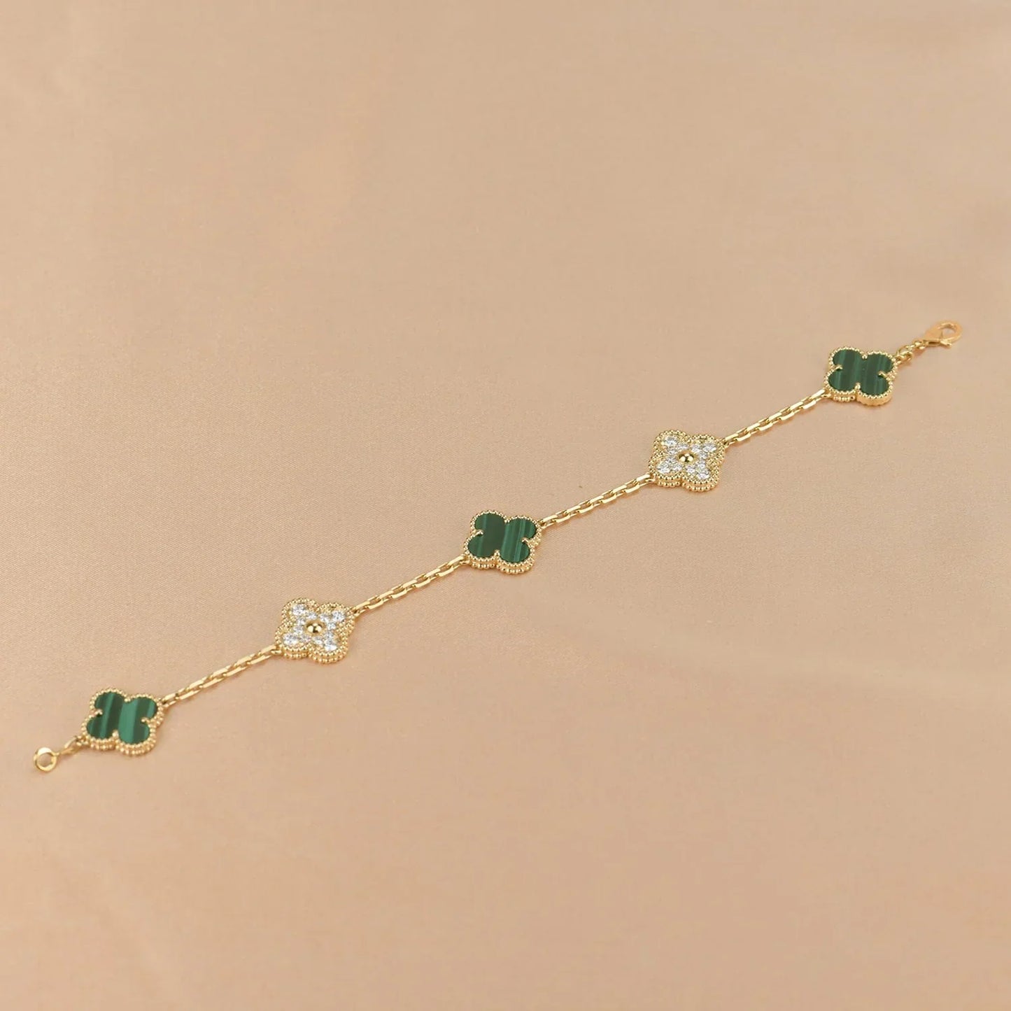 [Glow Jewelry]New  CLOVER 5 MOTIF MALACHITE BRACELET COLLECTION