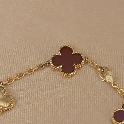 [Glow Jewelry]New  CLOVER 5 MOTIF RED CORNELIAN BRACELET COLLECTION